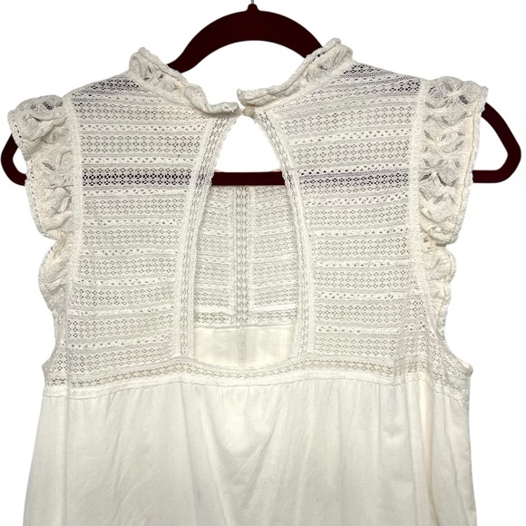 Sezane Sophie White Cotton Lace Ruffle Bohemian Mini Dress Women’s US 10 EU 42 - Picture 9 of 13